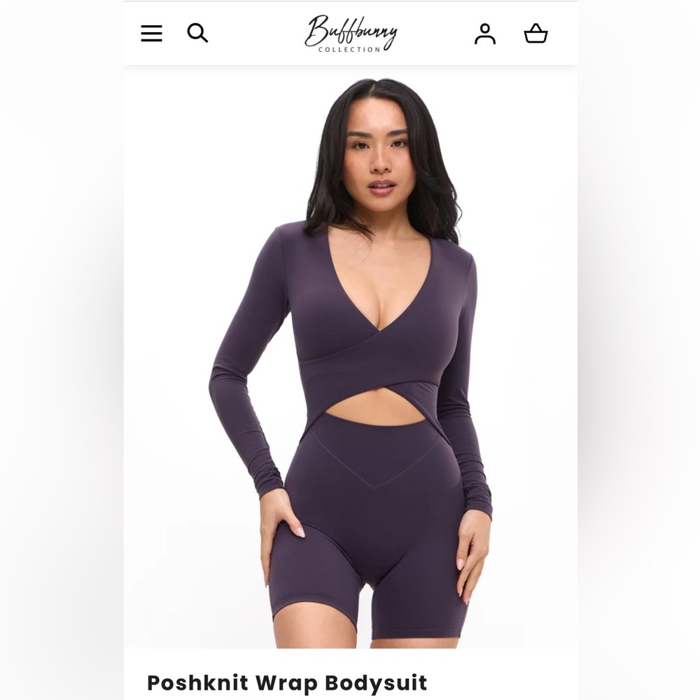 Buff bunny poshknit Wrap bodysuit. size M. purple shadow